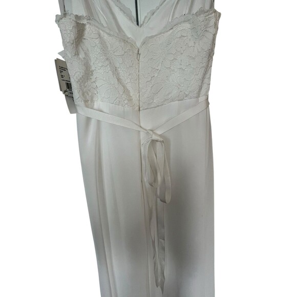 DB Studio Wedding Dress NWT Sz 10 Scalloped V-Neck Lace Bodice A-Line Soft White - Picture 9 of 16
